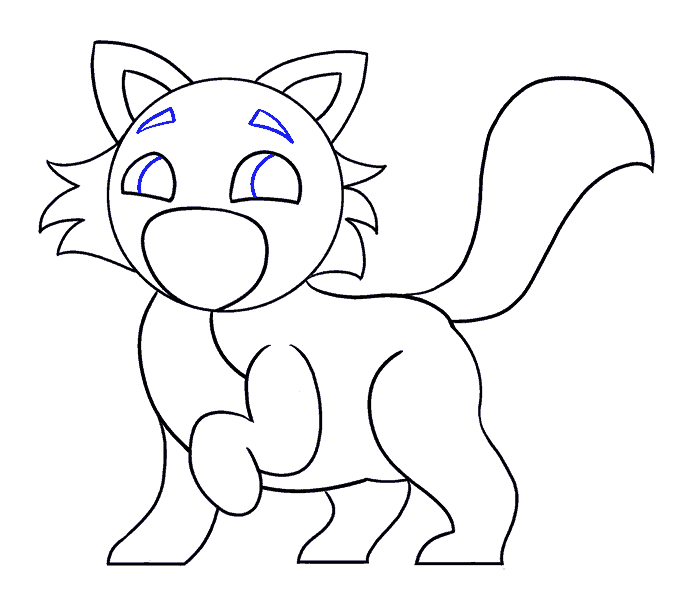 Cách vẽ mèo hoạt hình: Bước 14