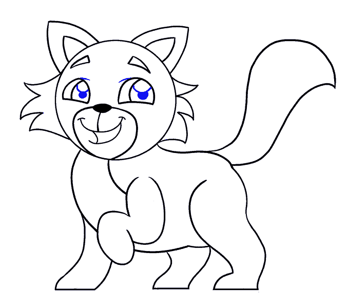 Cách vẽ mèo hoạt hình: Bước 16