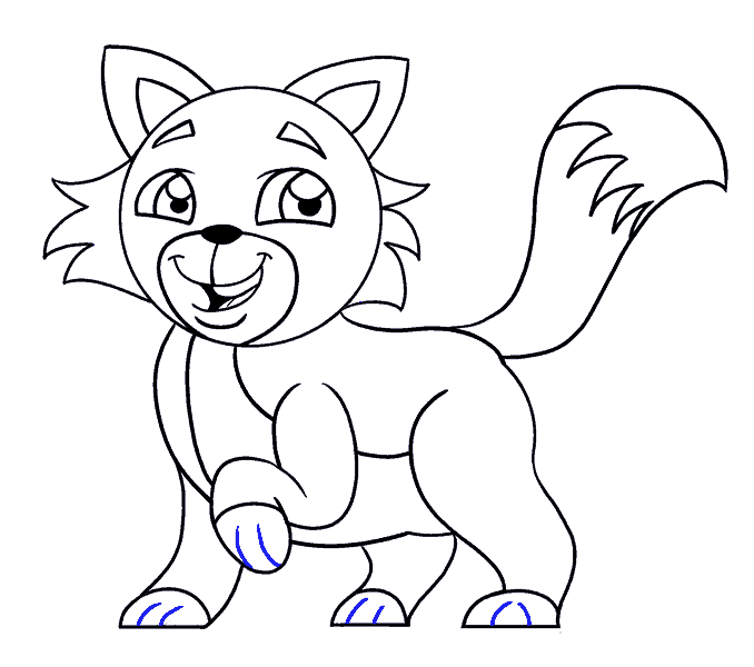 Cách vẽ mèo hoạt hình: Bước 19