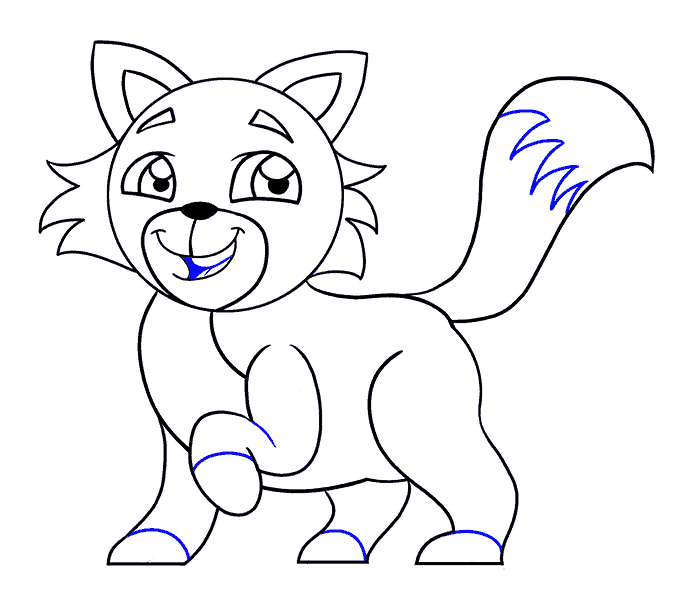 Cách vẽ mèo hoạt hình: Bước 17