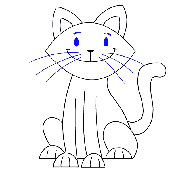 Cách vẽ con mèo đơn giản: Bước 19
