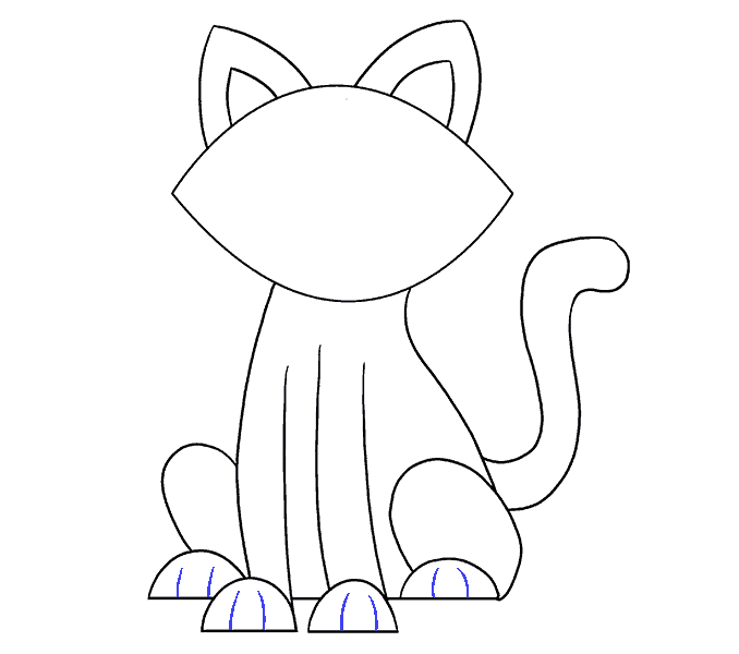 Cách vẽ con mèo đơn giản: Bước 17