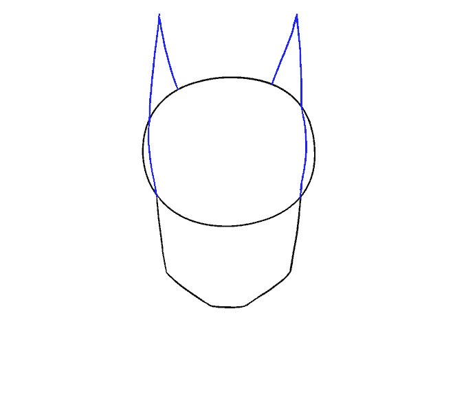 Cách vẽ khuôn mặt của Batman: Bước 3