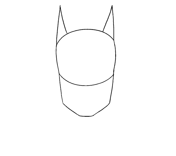 Cách vẽ khuôn mặt của Batman: Bước 4
