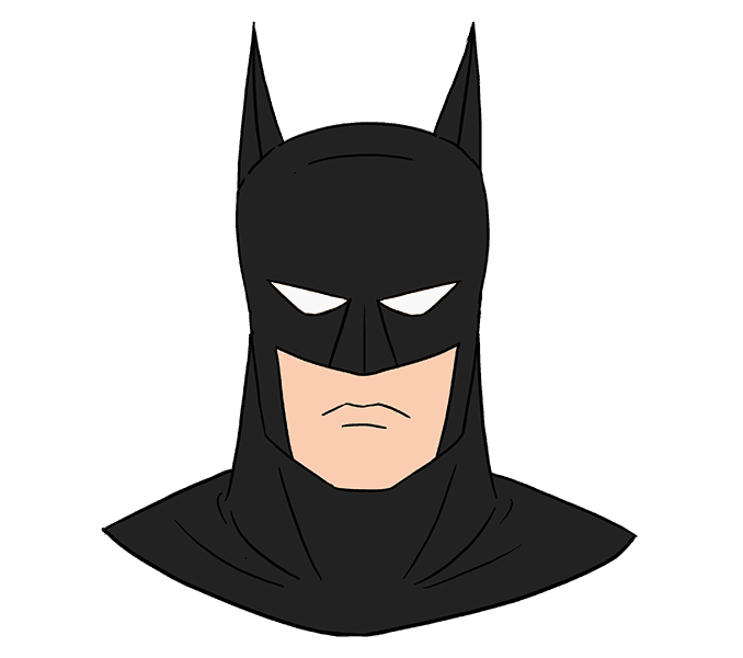 Cách vẽ khuôn mặt của Batman: Bước 19