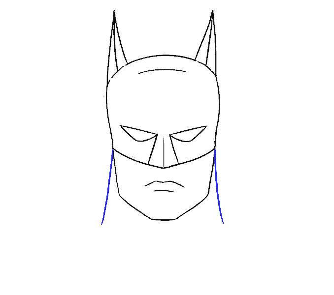 Cách vẽ khuôn mặt của Batman: Bước 13
