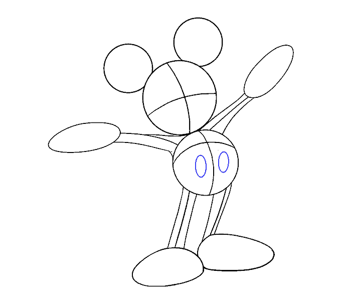 Cách vẽ chuột Mickey: Bước 8
