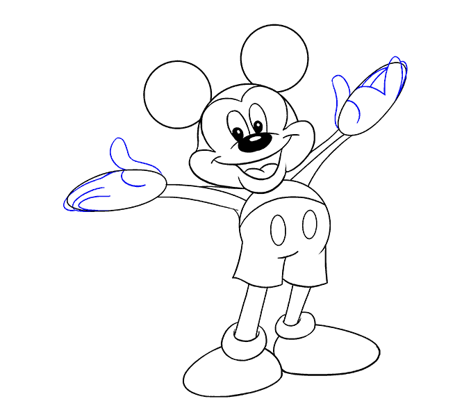 Cách vẽ chuột Mickey: Bước 16