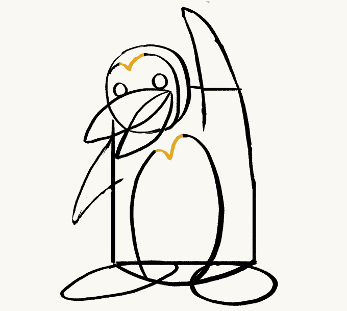 Cách vẽ Chim cánh cụt: Bước 12