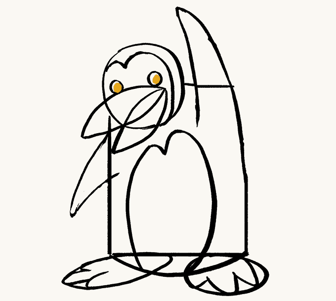 Cách vẽ Chim cánh cụt: Bước 14